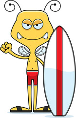 Cartoon Angry Surfer Bee