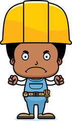 Cartoon Angry Construction Worker Boy