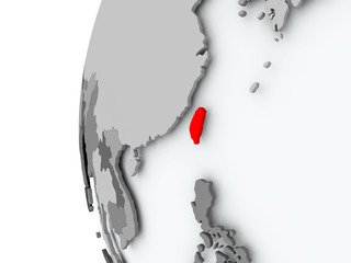 Taiwan on globe with flag