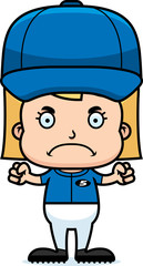 Cartoon Angry Baseball Player Girl