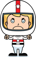 Cartoon Angry Race Car Driver Girl