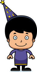 Cartoon Smiling Wizard Boy