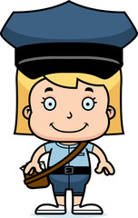 Cartoon Smiling Mail Carrier Girl