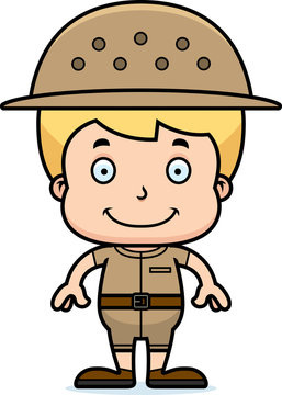 Cartoon Smiling Zookeeper Boy