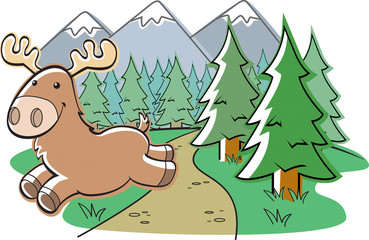 Obraz na płótnie Canvas Moose Running