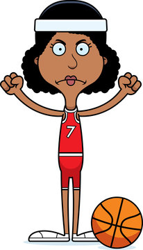 Cartoon Angry Basketball Player Woman