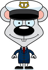 Cartoon Smiling Boat Captain Mouse