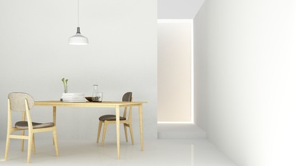 The interior relax space furniture and background white decoration minimal in hotel - wall empty space 3d rendering