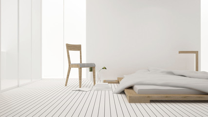 bedroom and living area in hotel or apartment - Interior design - 3D Rendering