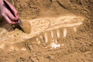 Excavating dinosaur fossils