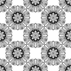 Abstract black and white seamless pattern. Hand drawn vector illustration