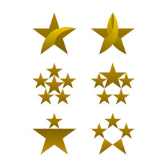Star icons set, gold colored icons, vector illustrations