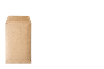 Brown envelope on white background
