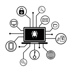 Business data has been encrypted. malware attack, virus encrypted lock file ransom malware name is wanna cry vector illustration.