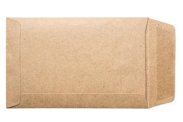 Brown envelope on white background