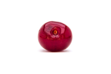 One Red Cherry Isolated on White Background