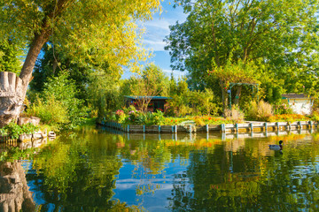 Fototapeta na wymiar France Picardie region hortillonnages floating gardens amiens with blue sky