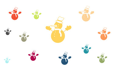 Viele bunte Schneemänner