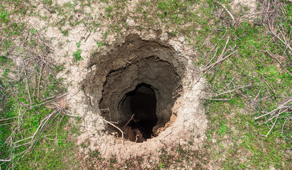 Deep hole in the ground