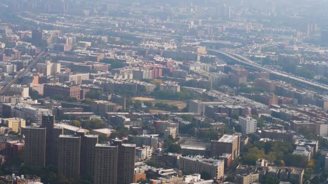 An aerial view of The Bronx on a late hazy morning.