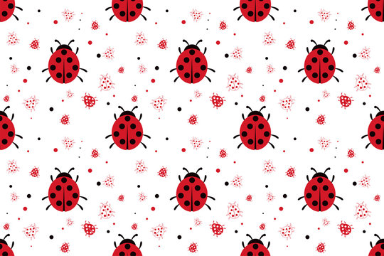 Seamless pattern with abstract ladybugs