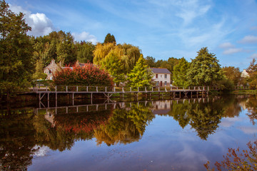 reflection on Nantes Brest canal in Pontivy Brittany France