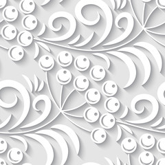 Elegant 3d seamless floral pattern. Vector Illustration