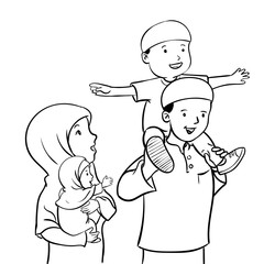 Happy Muslim family-Vector Illustration