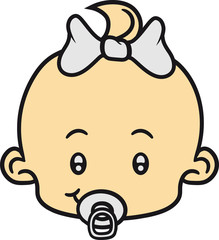 girl mädchen frau schön schnuller schleife hübsch weiblich gesicht kopf klein süß niedlich windel kind baby comic cartoon