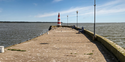 Lighthouse in lagoon near Nida
