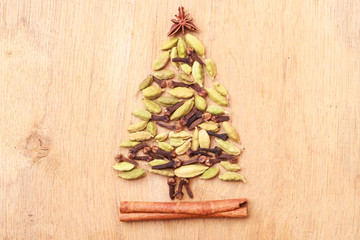 Christmas tree made from spices