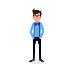 funny and cool cartoon guy in casual clothes, gesturing. Vector illustration, Hipster Style