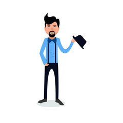 Fototapeta premium funny and cool cartoon guy in casual clothes, gesturing. Vector illustration, Hipster Style