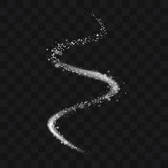Obraz premium Vector white glitter trail particles background effect for luxury greeting rich card. Sparkling texture. Star dust sparks in explosion on black background. Use for your product element.