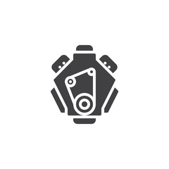 Car engine icon vector, filled flat sign, solid pictogram isolated on white. Symbol, logo illustration. - obrazy, fototapety, plakaty