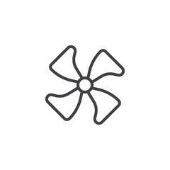 Radiator fan line icon, outline vector sign, linear style pictogram isolated on white. Symbol, logo illustration. Editable stroke