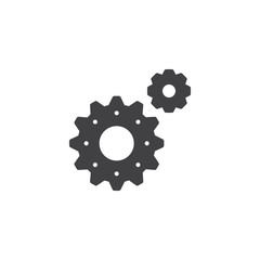 Gears icon vector, filled flat sign, solid pictogram isolated on white. Symbol, logo illustration.