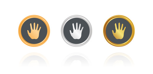 Hand - Verbot - Bronze, Silber, Gold Buttons