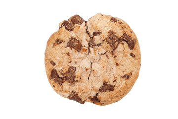 Homemade Chocolate chip cookies on isolated white background.