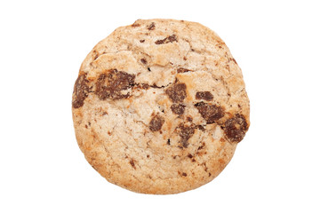 Homemade Chocolate chip cookies on isolated white background.
