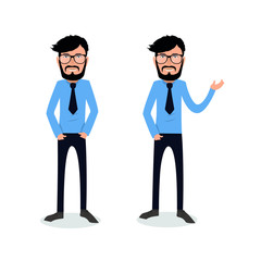 funny and cool cartoon guy in casual clothes, gesturing. Vector illustration, Hipster Style