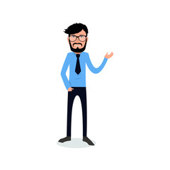 funny and cool cartoon guy in casual clothes, gesturing. Vector illustration, Hipster Style