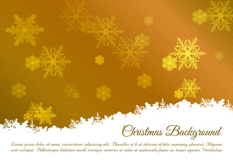 Christmas vector background with snowlakes in gold color