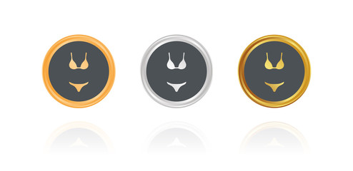 Bikini - Bronze, Silber, Gold Buttons