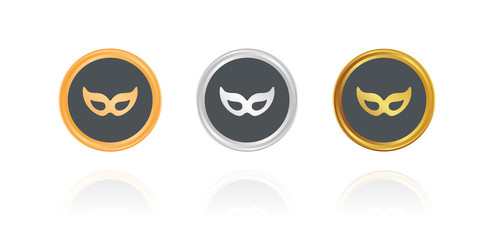 Maske - Maskerade - Bronze, Silber, Gold Buttons