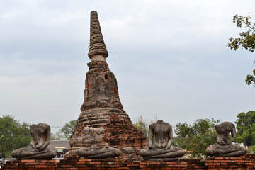 The headless Buddha around Ayutthaya Historical park, Thailand. It's a UNESCO world heritage,...