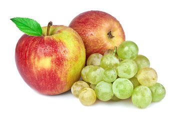 red apple with grapes