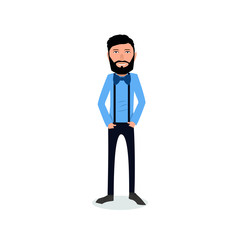 funny and cool cartoon guy in casual clothes, gesturing. Vector illustration, Hipster Style