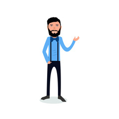 Obraz premium funny and cool cartoon guy in casual clothes, gesturing. Vector illustration, Hipster Style