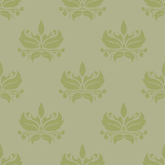 Olive green floral design. Seamless pattern